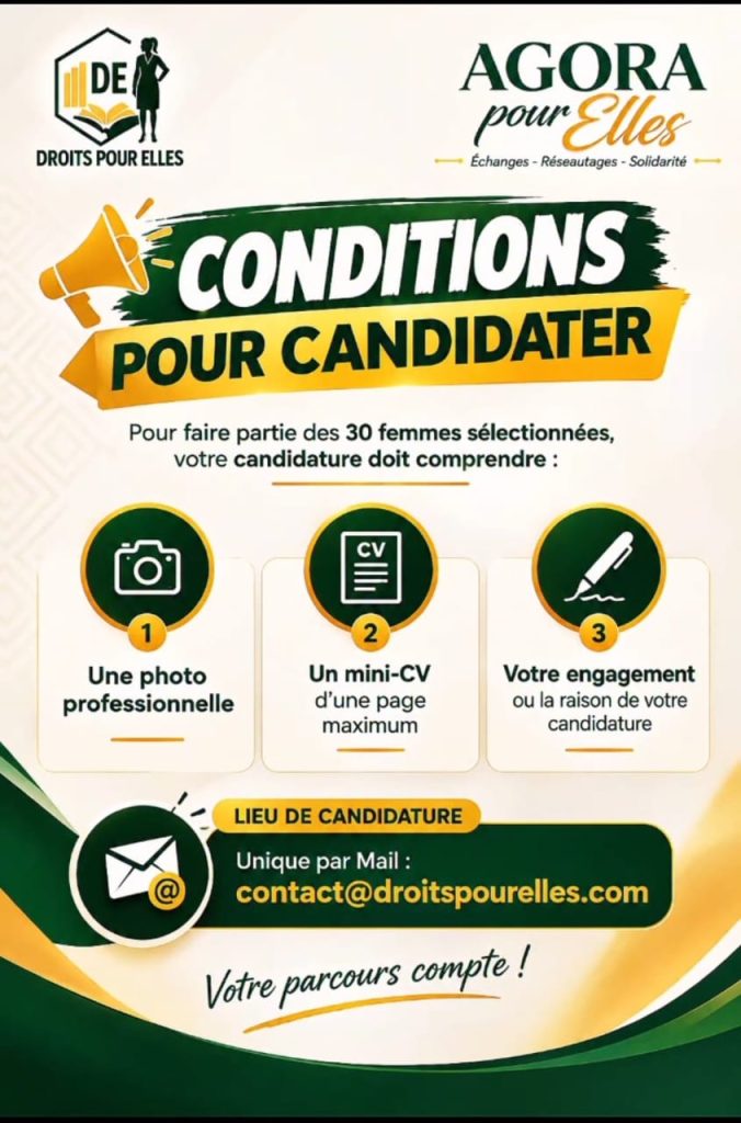 Appel à candidatures : L’Agora pour Elles 2026 conditions de canditature
